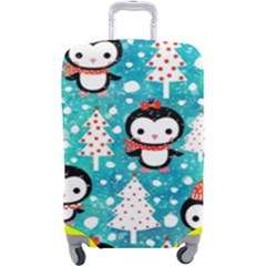 Blue Penguin Pattern, Adoxali, Christmas, Cute Luggage Cover (Large) from ArtsNow.com