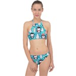 Blue Penguin Pattern, Adoxali, Christmas, Cute Halter Bikini Set