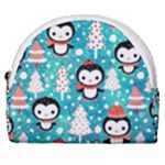 Blue Penguin Pattern, Adoxali, Christmas, Cute Horseshoe Style Canvas Pouch