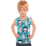 Blue Penguin Pattern, Adoxali, Christmas, Cute Kids  Sport Tank Top