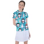 Blue Penguin Pattern, Adoxali, Christmas, Cute Women s Polo T-Shirt