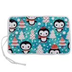 Blue Penguin Pattern, Adoxali, Christmas, Cute Pen Storage Case (L)