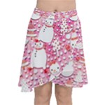 Cute Snowmen With Hats, Adoxali, Christmas Chiffon Wrap Front Skirt