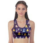 Gold And Blue Trees, Adoxali, Christmas Fitness Sports Bra