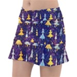 Gold And Blue Trees, Adoxali, Christmas Classic Tennis Skirt