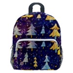 Gold And Blue Trees, Adoxali, Christmas Kids  Age 5-10 Lightweight School Backpack with Side Pockets