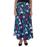 Holiday Season Pattern Flared Maxi Skirt