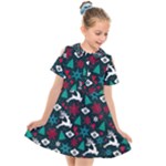 Holiday Season Pattern Kids  Short Sleeve Shirt Dress