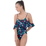 Holiday Season Pattern Drape Piece Swimsuit