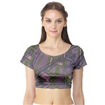 Vibrant Collage Vibes Print Short Sleeve Crop Top