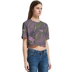 Women s Round Neck Short Sleeve Crop Top 