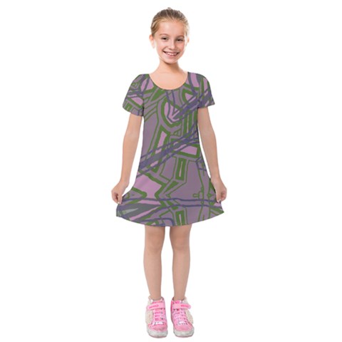 Vibrant Collage Vibes Print Kids  Short Sleeve Velvet Dress from ArtsNow.com