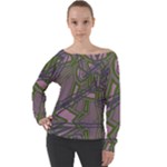 Vibrant Collage Vibes Print Off Shoulder Long Sleeve Velour Top