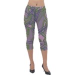 Vibrant Collage Vibes Print Lightweight Velour Capri Leggings 