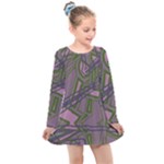 Vibrant Collage Vibes Print Kids  Long Sleeve Dress