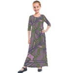 Vibrant Collage Vibes Print Kids  Quarter Sleeve Maxi Dress