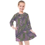 Vibrant Collage Vibes Print Kids  Quarter Sleeve Shirt Dress