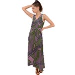 Vibrant Collage Vibes Print V-Neck Chiffon Maxi Dress