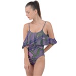 Vibrant Collage Vibes Print Drape Piece Swimsuit