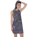 Vibrant Collage Vibes Print Racer Back Hoodie Dress