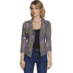 Vibrant Collage Vibes Print Women s Casual 3/4 Sleeve Spring Jacket