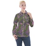 Vibrant Collage Vibes Print Women s Long Sleeve Pocket Shirt