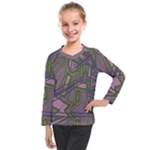 Vibrant Collage Vibes Print Kids  Long Mesh T-Shirt