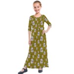 Super Lucky Cat Scaled Kids  Quarter Sleeve Maxi Dress