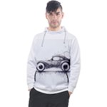 Stylized Silver Car With Swirling Patterns on Black Background.png (1) Men s Pullover Hoodie