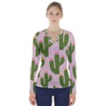 Cuctus  V-Neck Long Sleeve Top