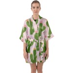 Cuctus  Half Sleeve Satin Kimono 