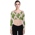 Cuctus  Velvet Long Sleeve Crop Top