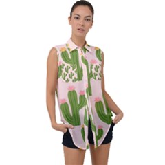 Sleeveless Chiffon Button Shirt 