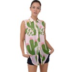 Cuctus  Sleeveless Chiffon Button Shirt