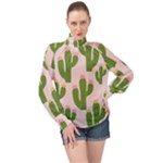 Cuctus  High Neck Long Sleeve Chiffon Top