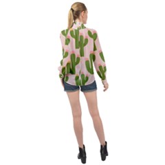 High Neck Long Sleeve Chiffon Top 