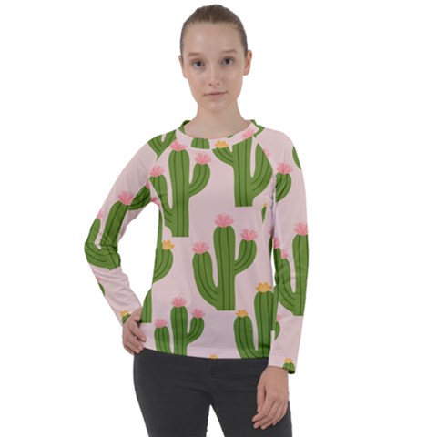 Cuctus  Women s Long Sleeve Raglan T