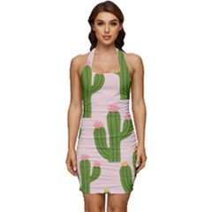 Sleeveless Wide Square Neckline Ruched Bodycon Dress 