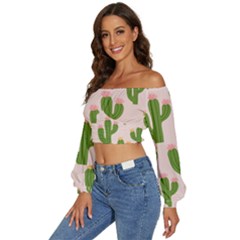 Long Sleeve Crinkled Weave Crop Top 