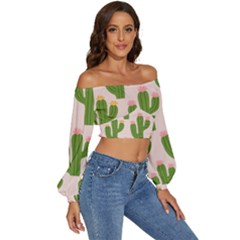 Long Sleeve Crinkled Weave Crop Top 