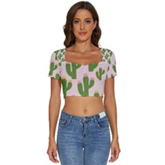 Short Sleeve Square Neckline Crop Top  