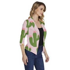 Women s Draped Front 3/4 Sleeve Shawl Collar Jacket 