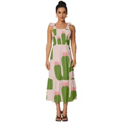 Tie-Strap Tiered Midi Chiffon Dress 