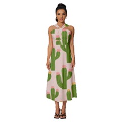 Sleeveless Cross Front Cocktail Midi Chiffon Dress 