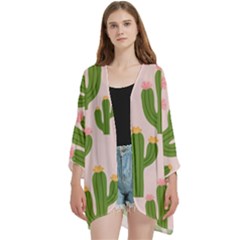 Open Front 3/4 Sleeve Batwing Chiffon Cardigan Kimono 