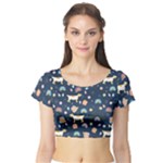 Dogs Short Sleeve Crop Top