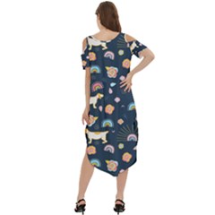 Cold Shoulder Loose Fit Dress With Pockets 