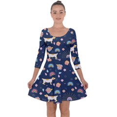 Quarter Sleeve Skater Dress 