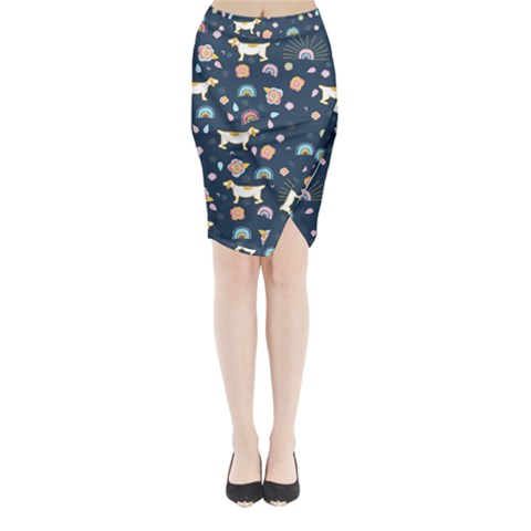 Dogs Midi Wrap Pencil Skirt from ArtsNow.com