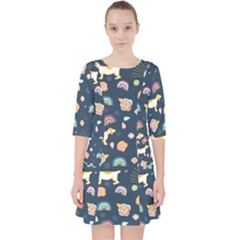 Quarter Sleeve Pocket Dress 